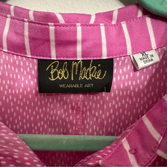 Bob Mackie pink and white wearable art blouse size XL oversized NWT - Picture 3 of 6
